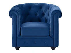 Cadeirão conforto em veludo azul real - CHESTERFIELD