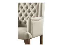 Cadeirão elegante em tecido Bege estilo bergère - PARUNA