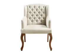 Cadeirão elegante em tecido Bege estilo bergère - PARUNA