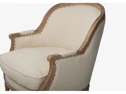 Cadeirão em tecido 100% linho Bege estilo charme - ALIENOR