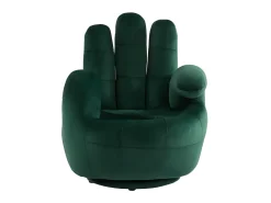 Cadeirão giratório em forma de mão em veludo Verde - CATCHY