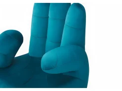 Cadeirão giratório em forma de mão em veludo Azul esverdeado - CATCHY