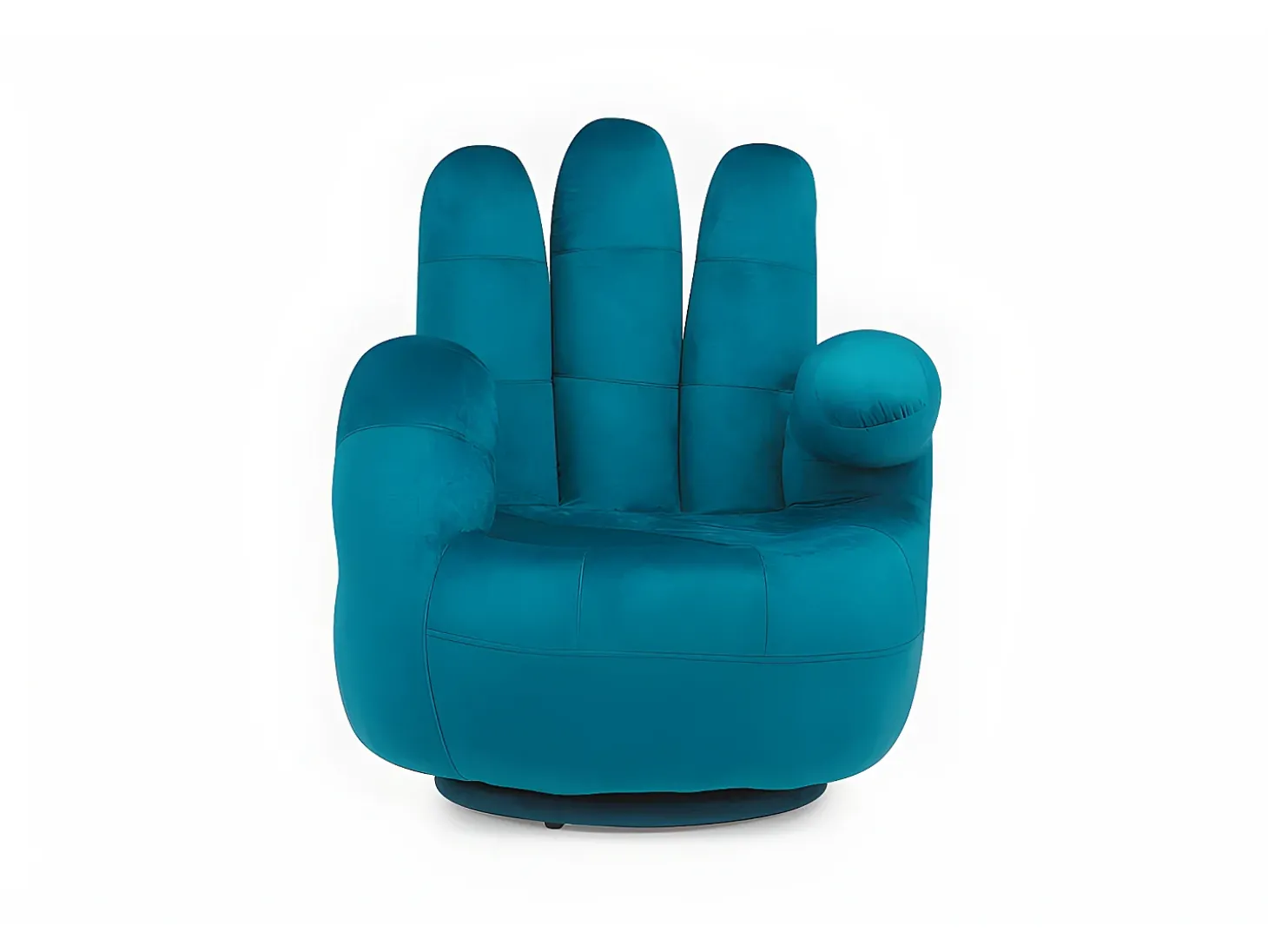 Cadeirão giratório em forma de mão em veludo Azul esverdeado - CATCHY