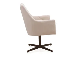Cadeirão giratório estofado em creme com pernas metálicas