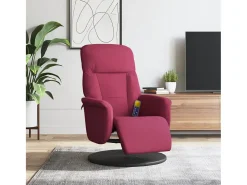 Cadeirão massagens reclinável comapoio pés veludo vermelho tinto SHL429927