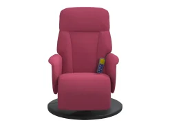 Cadeirão massagens reclinável comapoio pés veludo vermelho tinto SHL429927