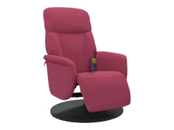 Cadeirão massagens reclinável comapoio pés veludo vermelho tinto SHL429927