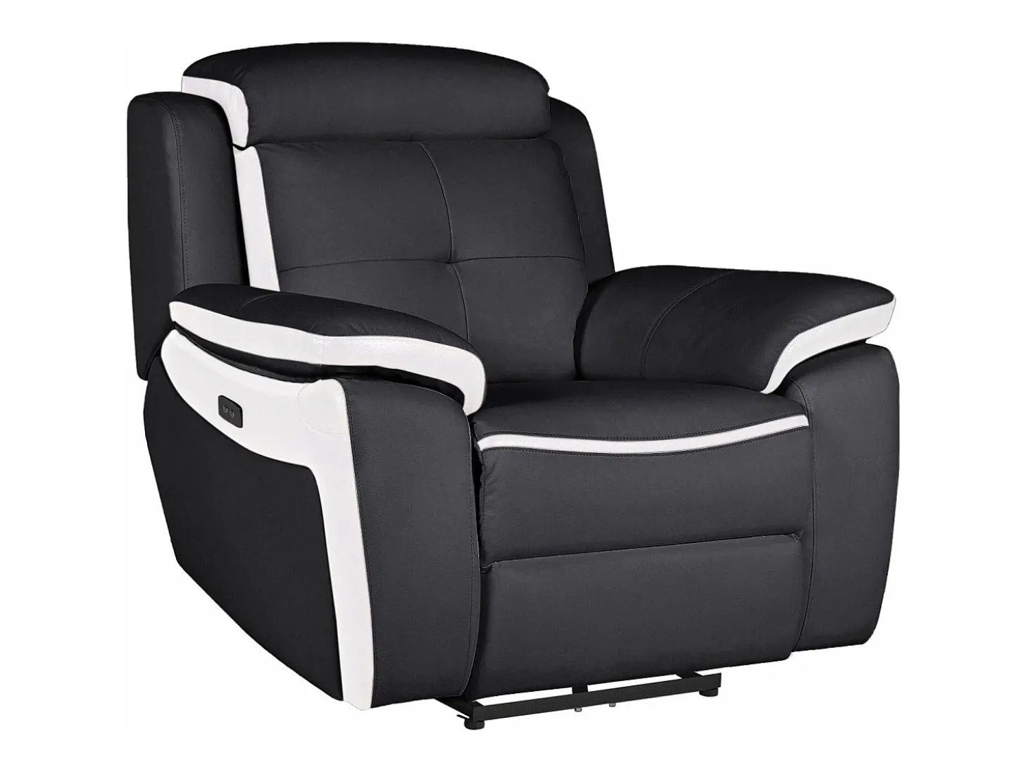 Cadeirão relax elétrico em pele Preto e branco - ANGELIQUE