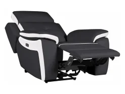 Cadeirão relax elétrico em pele Preto e branco - ANGELIQUE