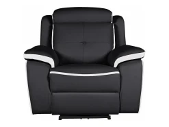 Cadeirão relax elétrico em pele Preto e branco - ANGELIQUE