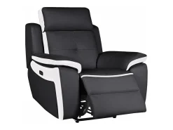 Cadeirão relax elétrico em pele Preto e branco - ANGELIQUE