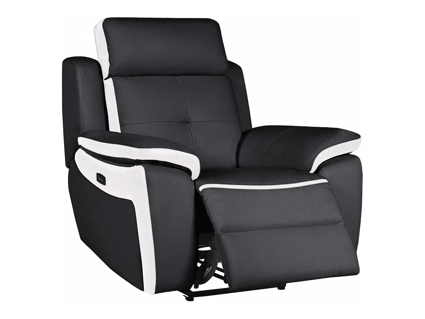 Cadeirão relax elétrico em pele Preto e branco - ANGELIQUE