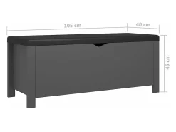 Caixa arrumação c/ almofadão contraplacado 105x40x45 cm cinza