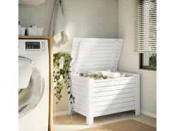 Caixa arrumação c/ tampa RANA 100x49x54 cm pinho maciço branco PT448270