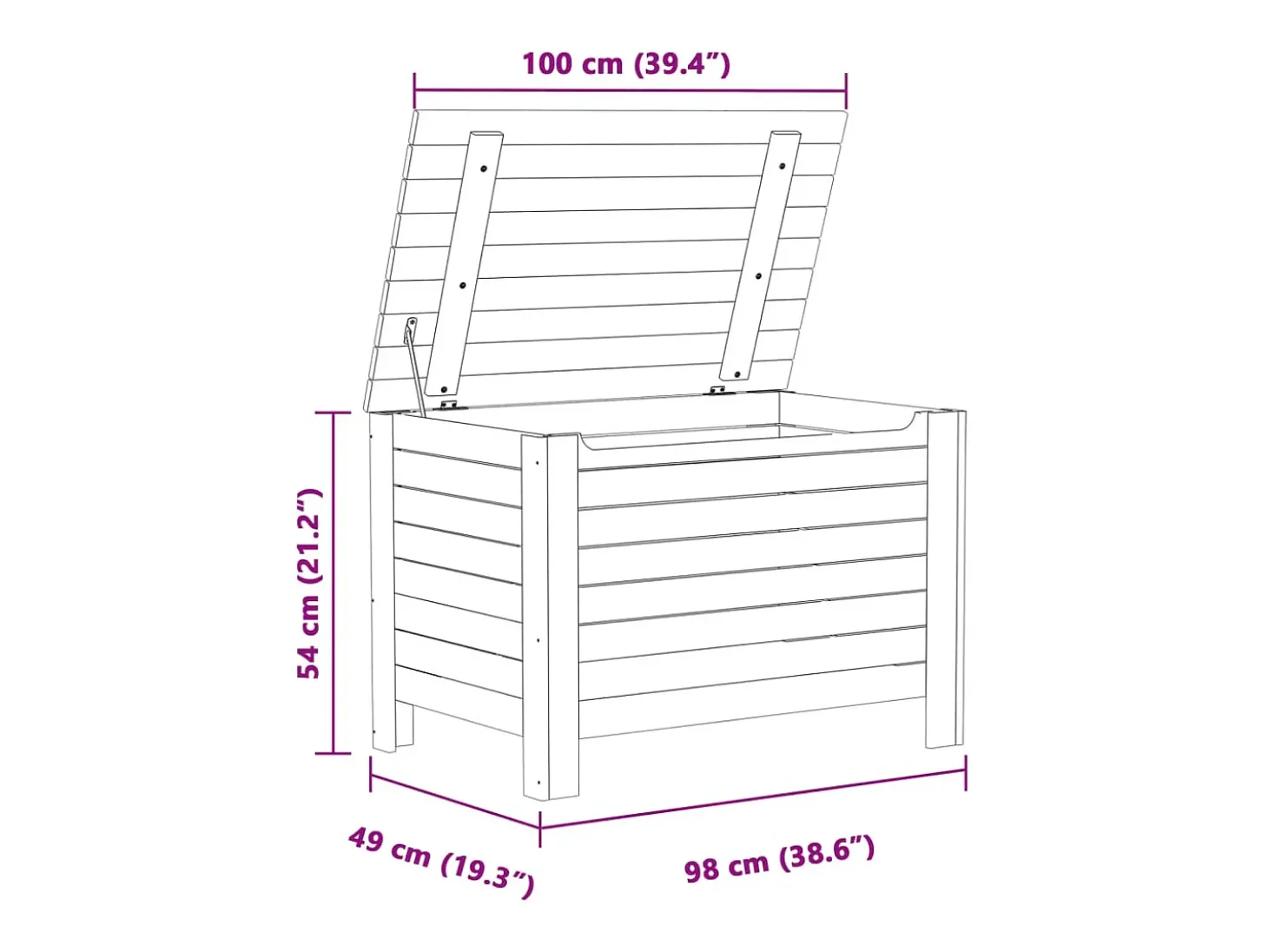 Caixa arrumação c/ tampa RANA 100x49x54 cm pinho maciço branco