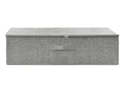 Caixa de armazenamento dobrável em tecido cinza 70x40x18 cm com alça