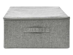 Caixa de armazenamento dobrável em tecido cinza 70x40x18 cm com alça