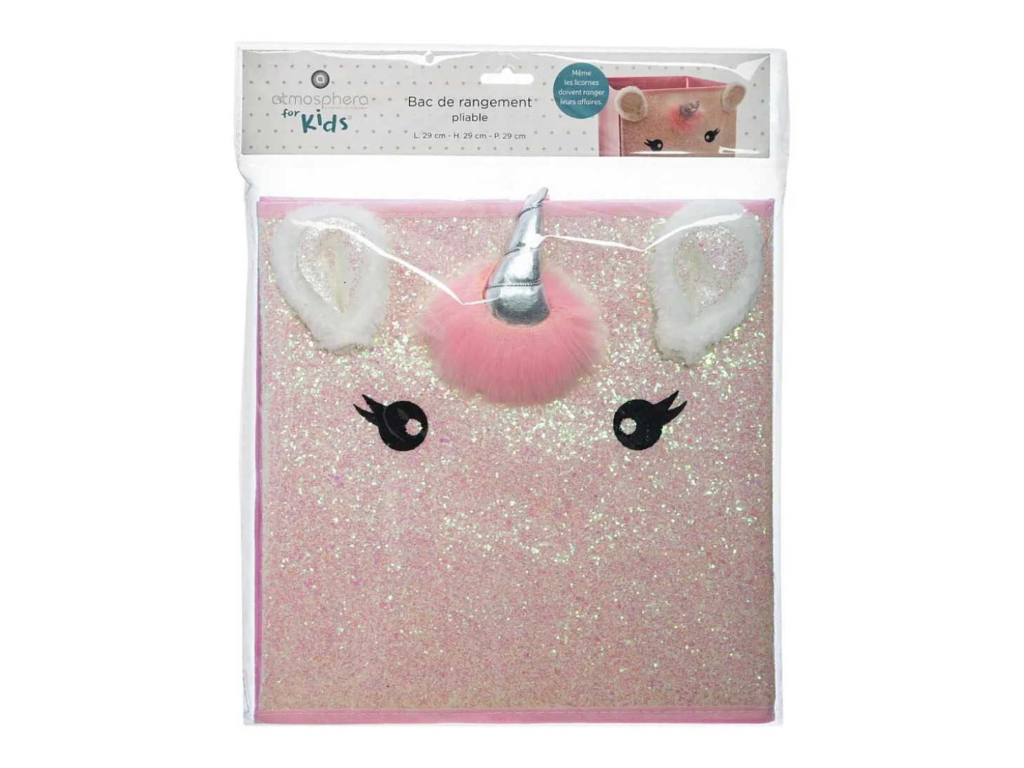 Caixa de arrumação em cartão rosa 31x29x29cm