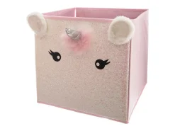 Caixa de arrumação em cartão rosa 31x29x29cm