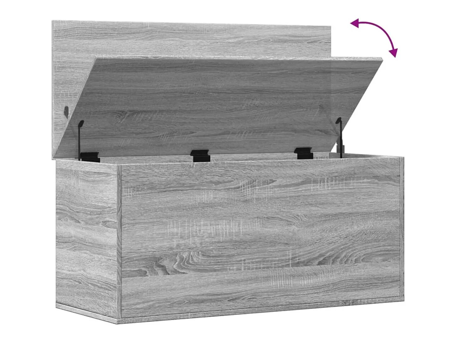 Caixa de arrumação 100x42x46 cm derivados madeira cinza sonoma