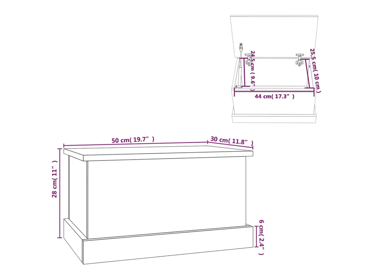 Caixa de arrumação 50x30x28 cm derivados madeira cinza sonoma