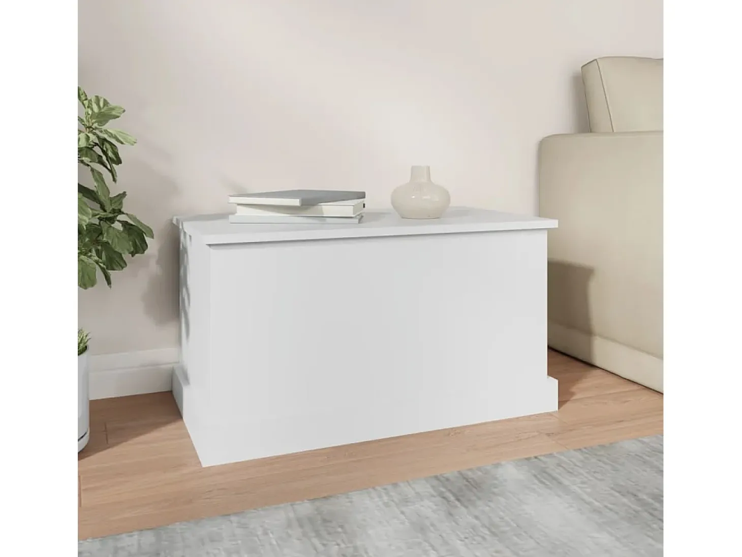 Caixa de arrumação 70x40x38 cm derivados de madeira branco PT137334