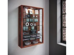 Caixa de exposição de vidro VCM pendurada | Vitrine de vidro com vidro de segurança ESG | Dimensões: A. 91 x L. 59 x P. 18 cm | Vitrosa Mini (noz de núcleo)