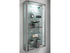 Caixa de exposição de vidro VCM pendurada | Vitrine de vidro com vidro de segurança ESG | Dimensões: A. 114 x L. 59 x P. 18 cm | Vitrosa Maxi (prata)