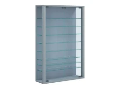 Caixa de exposição de vidro VCM pendurada | Vitrine de vidro com vidro de segurança ESG | Dimensões: A. 91 x L. 59 x P. 18 cm | Vitrosa Mini (prata)