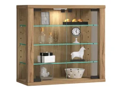 Caixa de exposição de vidro VCM pendurada | Vitrine de vidro com vidro de segurança ESG | Dimensões: A. 40 x L. 43 x P. 18 cm | Vitrosa S (carvalho de mel)