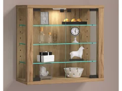 Caixa de exposição de vidro VCM pendurada | Vitrine de vidro com vidro de segurança ESG | Dimensões: A. 40 x L. 43 x P. 18 cm | Vitrosa S (carvalho de mel)
