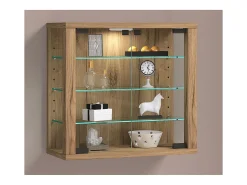 Caixa de exposição de vidro VCM pendurada | Vitrine de vidro com vidro de segurança ESG | Dimensões: A. 40 x L. 43 x P. 18 cm | Vitrosa S (carvalho de mel)