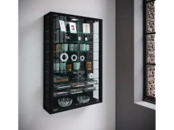 Caixa de exposição de vidro VCM pendurada | Vitrine de vidro com vidro de segurança ESG | Dimensões: A. 91 x L. 59 x P. 18 cm | Vitrosa Mini (Preto)