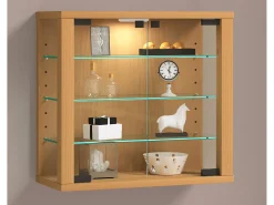 Caixa de exposição de vidro VCM pendurada | Vitrine de vidro com vidro de segurança ESG | Dimensões: A. 40 x L. 43 x P. 18 cm | Vitrosa S (faia)