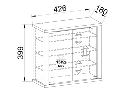 Caixa de exposição de vidro VCM pendurada | Vitrine de vidro com vidro de segurança ESG | Dimensões: A. 40 x L. 43 x P. 18 cm | Vitrosa S (faia)