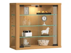 Caixa de exposição de vidro VCM pendurada | Vitrine de vidro com vidro de segurança ESG | Dimensões: A. 40 x L. 43 x P. 18 cm | Vitrosa S (faia)