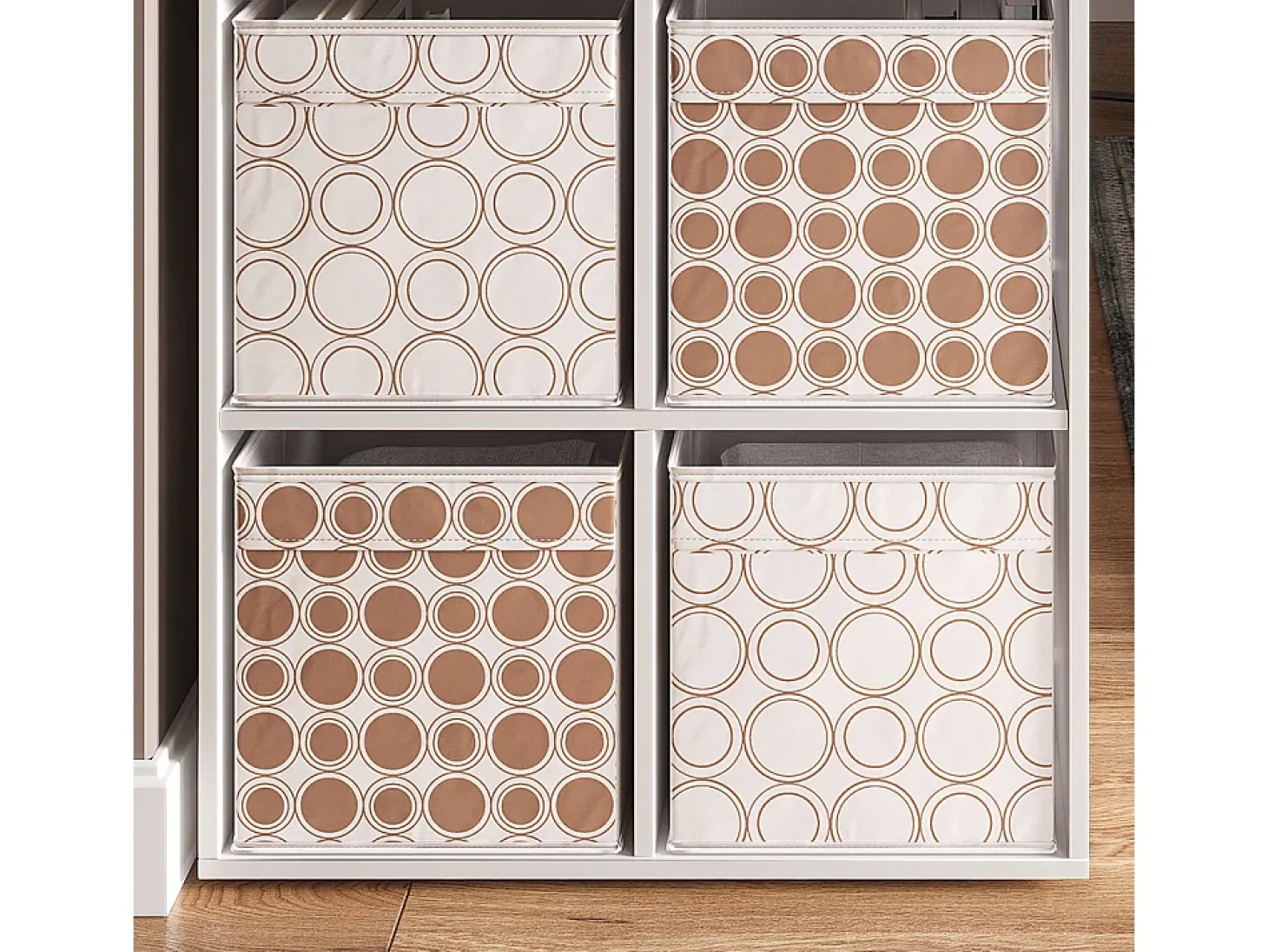 Caixa dobrável branco/dourado 30x30x30