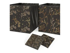 Caixa dobrável preto/dourado (floral) 30x30x30