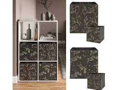 Caixa dobrável preto/dourado (floral) 30x30x30