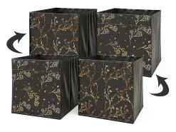 Caixa dobrável preto/dourado (floral) 30x30x30