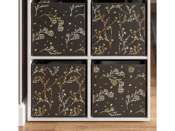 Caixa dobrável preto/dourado (floral) 30x30x30