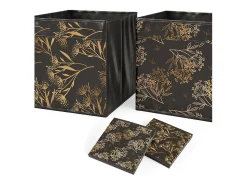 Caixa dobrável preto/dourado 30x30x30