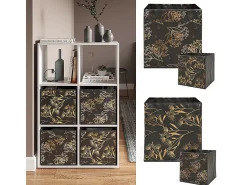 Caixa dobrável preto/dourado 30x30x30