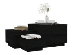 Caixas de arrumação com tampas 3 pcs pinho maciço preto