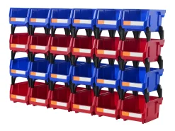 Caixas de Arrumação, SucceBuy, Pacote de 24 Caixas de Arrumação Suspensas Empilháveis, Organizador de Plástico, Azul/Vermelho
