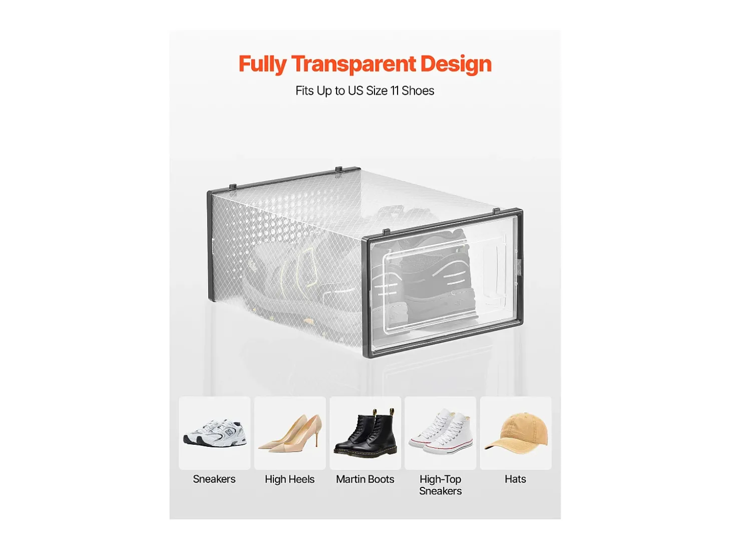Caixas de Sapatos SucceBuy Empilháveis Conjunto de 12 Peças, Armazenamento para Sapatos até Tamanho US 11, Organizador Modular em Plástico