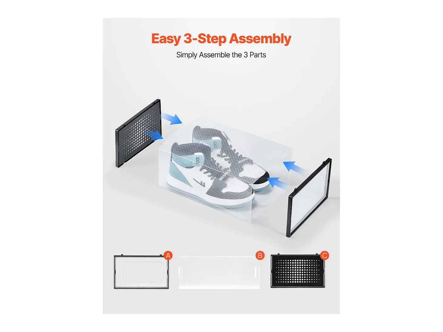 Caixas de Sapatos SucceBuy Empilháveis Conjunto de 12 Peças, Armazenamento para Sapatos até Tamanho US 11, Organizador Modular em Plástico