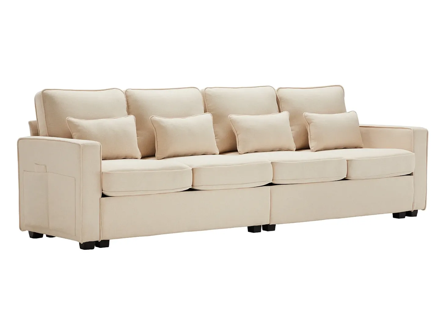 Cama acolchoada para adulto 180 x 1362 cm, sem cabeceira, com faixa LED (monocromática), base com suspensão hidráulica, bege.