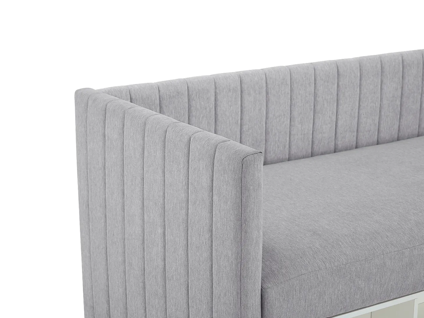 Cama com arrumação banco 80x200 cm tecido cinza - LAOZIA