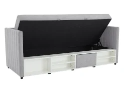 Cama com arrumação banco 80x200 cm tecido cinza - LAOZIA